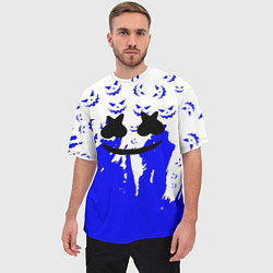 Футболка оверсайз мужская Marshmello dj blue pattern music band, цвет: 3D-принт — фото 2