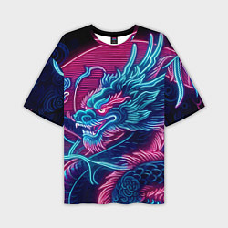 Мужская футболка оверсайз Свирепый японский дракон - ирезуми