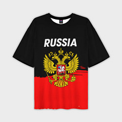 Мужская футболка оверсайз Россия герб краски абстракция