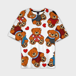 Мужская футболка оверсайз Мишки с сердцами - персонажи из Слово пацана