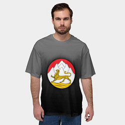 Футболка оверсайз мужская Герб Осетии на темном фоне, цвет: 3D-принт — фото 2