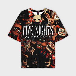 Мужская футболка оверсайз Пять ночей с Фредди сборник аниматроников