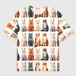 Футболка оверсайз мужская Сорок кошек - паттерн, цвет: 3D-принт