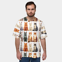 Футболка оверсайз мужская Сорок кошек - паттерн, цвет: 3D-принт — фото 2