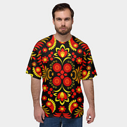 Футболка оверсайз мужская Хохломской народный орнамент - Россия, цвет: 3D-принт — фото 2