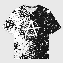 Футболка оверсайз мужская Анархия краски черно-белые, цвет: 3D-принт