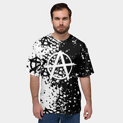 Футболка оверсайз мужская Анархия краски черно-белые, цвет: 3D-принт — фото 2