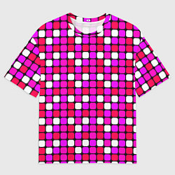 Футболка оверсайз мужская Розовые и белые квадраты, цвет: 3D-принт