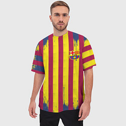 Футболка оверсайз мужская Полосатые цвета футбольного клуба Барселона, цвет: 3D-принт — фото 2