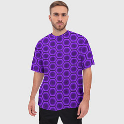 Футболка оверсайз мужская Энергетический щит - фиолетовый, цвет: 3D-принт — фото 2