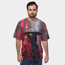 Футболка оверсайз мужская Киборг в шляпе Нон Ла, цвет: 3D-принт — фото 2