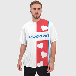 Футболка оверсайз мужская Россия с сердечками, цвет: 3D-принт — фото 2