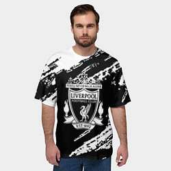 Футболка оверсайз мужская Liverpool белые краски текстура, цвет: 3D-принт — фото 2