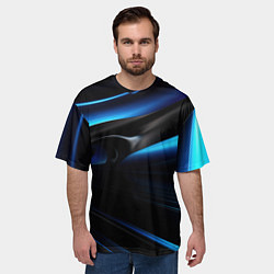 Футболка оверсайз мужская Черная и синяя геометрическая абстракция, цвет: 3D-принт — фото 2