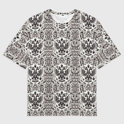 Мужская футболка оверсайз Паттерн герба России на белом фоне