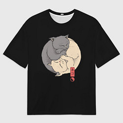 Футболка оверсайз мужская Кошки - инь и ян, цвет: 3D-принт