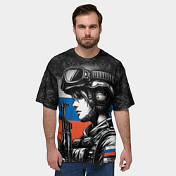 Футболка оверсайз мужская Русская военная девушка, цвет: 3D-принт — фото 2