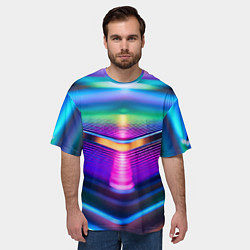 Футболка оверсайз мужская Неоновые линии платформы, цвет: 3D-принт — фото 2
