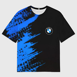 Футболка оверсайз мужская BMW краски синие, цвет: 3D-принт