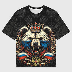 Мужская футболка оверсайз Русский медведь с короной