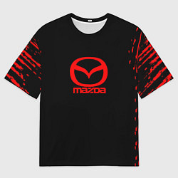 Футболка оверсайз мужская Mazda краски красные штрихи, цвет: 3D-принт