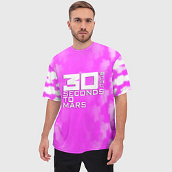 Футболка оверсайз мужская 30 seconds to mars pink, цвет: 3D-принт — фото 2