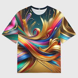 Мужская футболка оверсайз Золотые линии