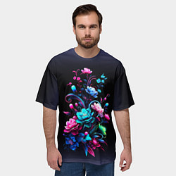 Футболка оверсайз мужская Цветы - нейросеть, цвет: 3D-принт — фото 2
