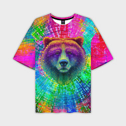 Мужская футболка оверсайз Цветной медведь