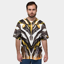Футболка оверсайз мужская Неоновая кибер броня жёлтая, цвет: 3D-принт — фото 2
