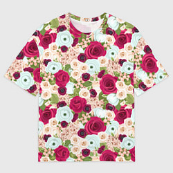 Футболка оверсайз мужская Цветочный фон, цвет: 3D-принт