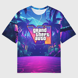 Мужская футболка оверсайз Gta 6 логотип в стиле ночного vice city