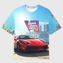 Футболка оверсайз мужская GTA 6 logo auto, цвет: 3D-принт