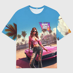 Футболка оверсайз мужская GTA 6 girl logo, цвет: 3D-принт