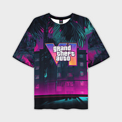 Футболка оверсайз мужская GTA 6 logo night Vice city, цвет: 3D-принт
