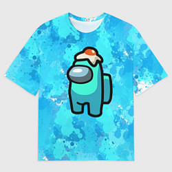 Мужская футболка оверсайз Амонг ас с яичницей на голове