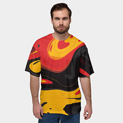 Футболка оверсайз мужская Красные желтые оранжевые пятна краски, цвет: 3D-принт — фото 2