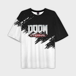 Мужская футболка оверсайз Doom eternal белые краски