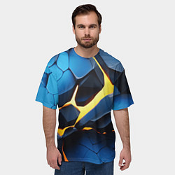 Футболка оверсайз мужская Желтая лава на синих плитах, цвет: 3D-принт — фото 2