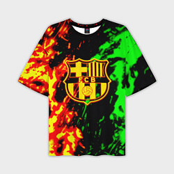 Мужская футболка оверсайз Barcelona огненное лого
