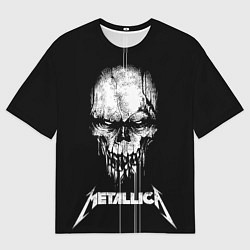 Футболка оверсайз мужская Металлика - белый череп, цвет: 3D-принт