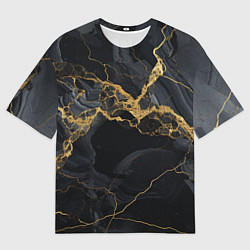 Футболка оверсайз мужская Золотой путь на черном граните, цвет: 3D-принт