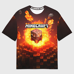 Футболка оверсайз мужская Огненный minecraft лого, цвет: 3D-принт