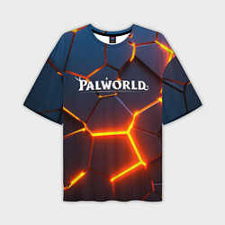 Мужская футболка оверсайз Palworld logo разлом плит