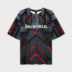 Футболка оверсайз мужская Palworld logo камни и красный свет, цвет: 3D-принт