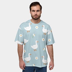 Футболка оверсайз мужская Гусиный узор, цвет: 3D-принт — фото 2