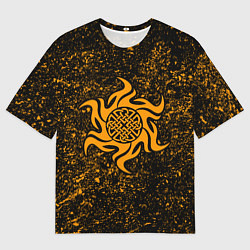 Футболка оверсайз мужская Оберег воина в символике солнца, цвет: 3D-принт
