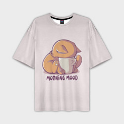 Мужская футболка оверсайз Morning mood - cat