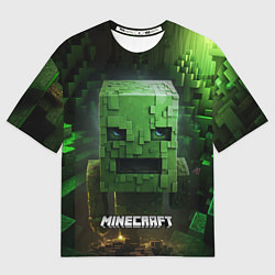 Футболка оверсайз мужская Minecraft зеленый персонаж в пещере, цвет: 3D-принт