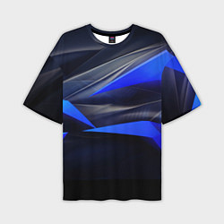 Футболка оверсайз мужская Black and blue abstract background sport style, цвет: 3D-принт
